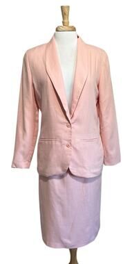 Vintage 80s Thats Me Skirt Suit Blazer Pink Women's 11/12 Classic Light Academia